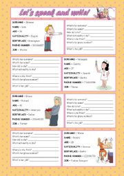 English Worksheet: LETS SPEAK AND WRITE!