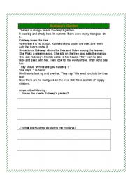 English Worksheet: reading comprehension