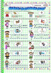 English Worksheet: What does he/ she want to be when grow up ?