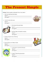 English worksheet: Present Simple: Negative & Interrogative Forms