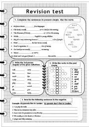 English Worksheet: Revision test (editable with key)