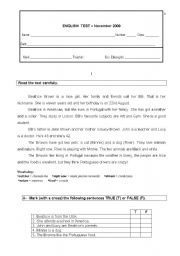 English Worksheet: 6th grade english test - WH words, question tags, time, timetables