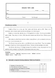 English Worksheet: English test - 5th/6th grade