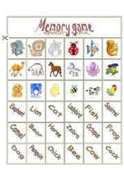 English Worksheet: memory game