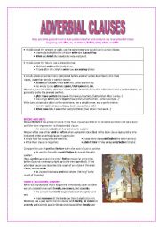 English Worksheet: ADVERBIAL CLAUSES - 4 pages