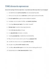 English worksheet: TIME IDIOMS