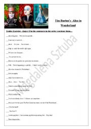 English Worksheet: Tim Burtons Alice in Wonderland listening exercise 