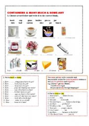 English Worksheet: CONTAINERS and COUNTABLE-UNCOUNTABLE NOUNS