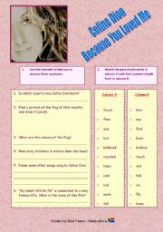 English Worksheet: Song: Celine Dion Because You Loved Me