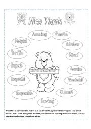 English Worksheet: Nice Adjectives to describe people