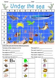 English Worksheet: Under the sea - Grid 1