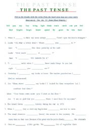 English Worksheet: Past  Tense - Fill in Missing Verbs - intermediate