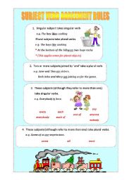 English Worksheet: Subject Verb Agreement Rules