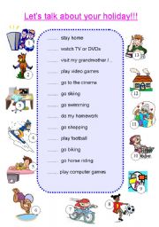 English Worksheet: vocabulary : lets talk about your holiday