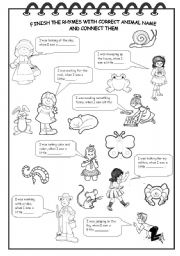 English Worksheet: ANIMAL RHYMES