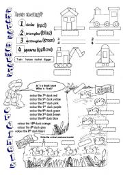 English Worksheet: ORDINALS SHAPES NUMBERS