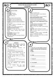 English Worksheet: Charlie and the chocolate factory: vocabulary work(key included)