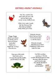 Rhymes about animals - ESL worksheet by ursa1976