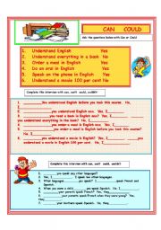 English Worksheet: CAN/COULD