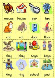 English Worksheet: Rhyming words Game page 1