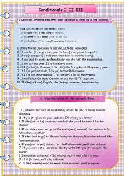 English Worksheet: Conditionals I-II-III