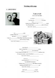 English worksheet: I am a rock (Simon and Garfunkel)