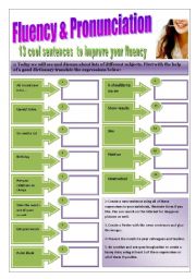 IDIOMS & EXPRESSIONS - (3 pages) with 13 Cool sentences to improve your Fluency & pronunciation & 8 activities