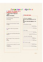 English Worksheet: Comparison of Adjectives