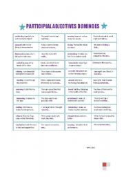 English Worksheet: Participial adjectives dominoes: boring or bored? 