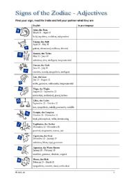 Adjectives of trait using signs of the zodiac