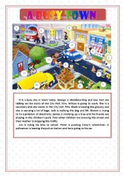 English Worksheet: A BUSY TOWN