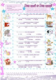 English Worksheet: How many or How much.( + Key)