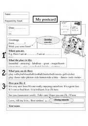 English Worksheet: how to write a postcard