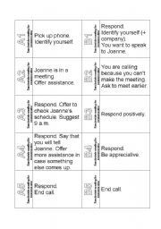 English Worksheet: The Ultimate Telephoning Challenge Role Play Cards (Arrange a Time to Meet for Someone Else)