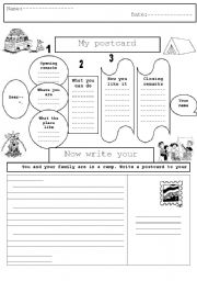 English Worksheet: writing a postcard