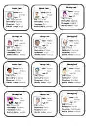 English Worksheet: Identity Cards - part 1