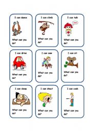 English Worksheet: CAN cards 2