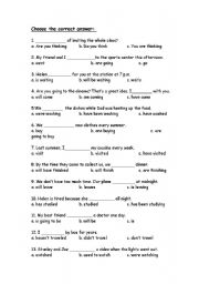 English worksheet: Test on tenses for EFL