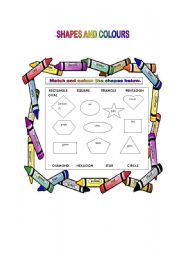 English Worksheet: Shapes and colours