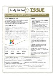 English Worksheet: The noun ISSUE