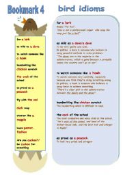 English Worksheet: BIRD IDIOMS Bookmark