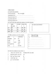 English Worksheet: can-cant 