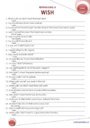 English Worksheet: REPHRASING 4 : WISH