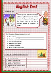 English Worksheet: Test - 5th Grade (3 Pages)