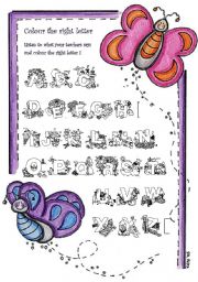 English Worksheet: Colour the alphabet