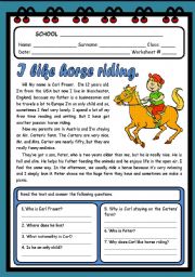 I LIKE HORSE RIDING ( 2 PAGES )