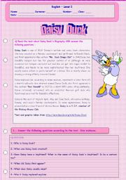 READING COMPREHENSION ABOUT DAISY DUCK