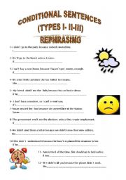 English Worksheet: REPHRASING CONDITIONAL SENTENCES