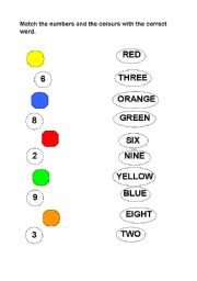 English worksheet: Check the numbers and colours