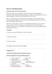 English worksheet: Introducing others: people, places and objects